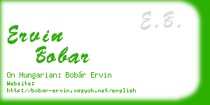 ervin bobar business card